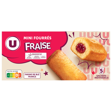 Mini gateaux fourrés fraise  5 paquets de 30g, 150g