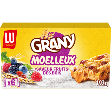 Biscuits moelleux barres au muesli et aux fruits des bois GRANY - Boite de 6 - 192g
