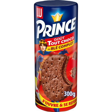 Biscuits fourrés tout chocolat au blé complet PRINCE, paquet de 300g