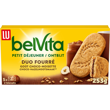 Biscuits Petit déjeuner c ur fondant chocolat noisette Belvita LU, 253g
