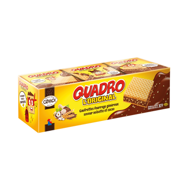 Biscuits Quadro gaufrette fourrage praliné CEMOI étui x9 187g