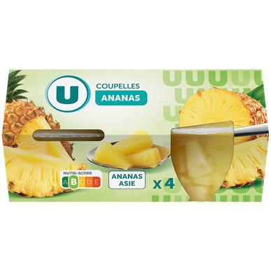 Coupelle de fruits à l'ananas  x4  -  260g
