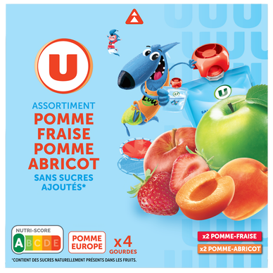 Dessert fruitier Gourdes compote 2xpomme fraise/2xpomme abricot ssa -4x90g