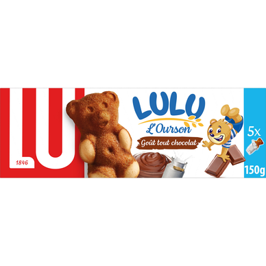Gâteaux fourrés au chocolat tout chocolat L'Ourson LuLu LU - Boîte de150g