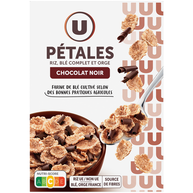Céréales Pétales de riz et de blé orge chocolat noir  550g