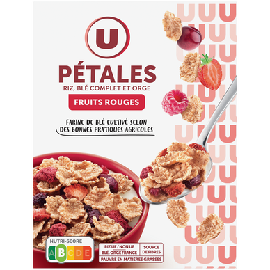 Céréales Pétales de riz et blé orge avec fruits rouges  boîte de 300g