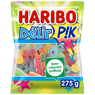 Bonbons gélifiés acides Delir' Pik HARIBO, sachet de 275g