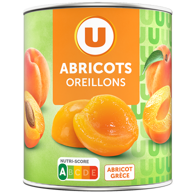 Oreillons d'abricots au sirop léger U, boîte 4/4 470g