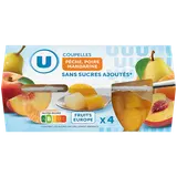Coupelles pêche,poire et mandarine sans sucre ajoutés  x4, 260g