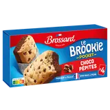 Cookies aux pépites de chocolat sur gâteaux au chocolat BROSSARD, x4 soit 184g