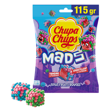 Sucettes au goût fruits rouges CHUPA CHUPS Mads, sachet 115g