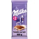 Chocolat au lait tendre MILKA, tablette 2x100g