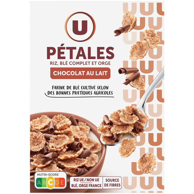 Céréales Pétales de riz et blé complet avec copeaux chocolat au lait,550g