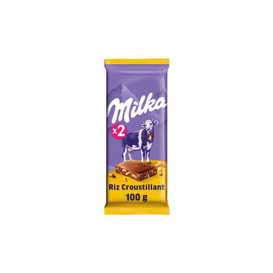 Chocolat au lait et riz croustillant MILKA - 2 tablettes de 100g
