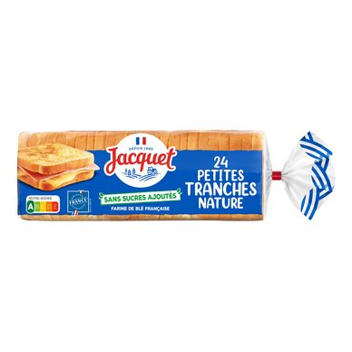 Pain de mie Petites Tranches Nature Sans Sucres Ajoutés JACQUET - x24tranches - 450g