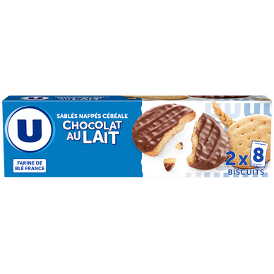 Biscuits Sablés céréales nappés chocolat au lait - étui 200g