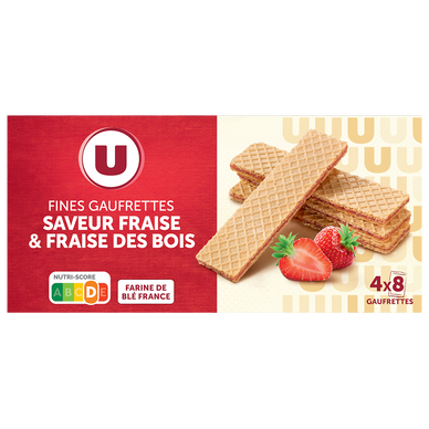 Fines gaufrettes saveur fraise & fraise des bois, 160g