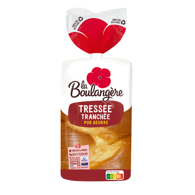 Brioche tressée tranchée pur beurre LA BOULANGERE, 650g