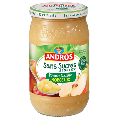 Dessert fruitier de pomme avec morceaux sans sucres ajoutés ANDROS, 695g