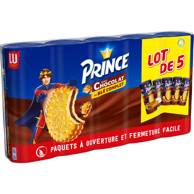 Biscuits fourrés au chocolat PRINCE LU - Paquet de 5x300g