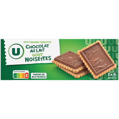 Petit Beurre tablette chocolat au lait et goût noisettes, paquet 150G