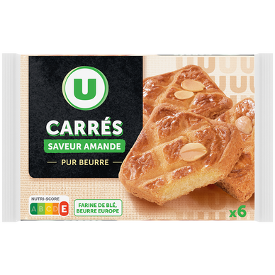 carrés fourrés saveur amande pur beurre  6 unités 280g