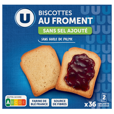 Biscottes très pauvre en sel  x36, 300g