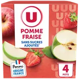 Dessert fruitier Coupelles pommes fraise sans sucre ajouté, 4x100g