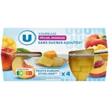 Coupelles pêche et mangue sans sucre ajoutés  x4, 260g