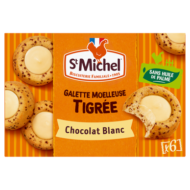 Galettes Moelleuses coeur chocolat blanc - ST MICHEL - x6 - 180g