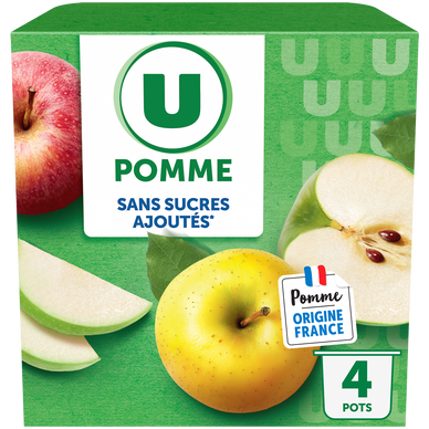 Dessert fruitier Coupelles sans sucres ajoutés pomme nature - 4x100g