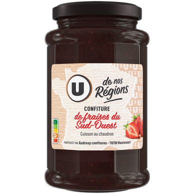 Confiture de fraises récoltées dans le Sud-Ouest , pot de 315g