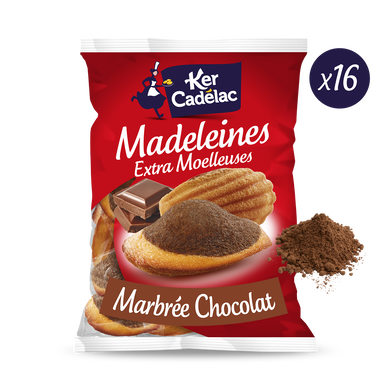 Madeleines Extra Moelleuses Marbrée chocolat KER CADELAC - x16 sachets- 400g