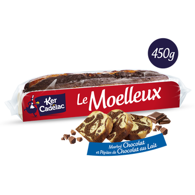 Moelleux marbré chocolat et pepites de chocolat au lait KER CADELAC 450G
