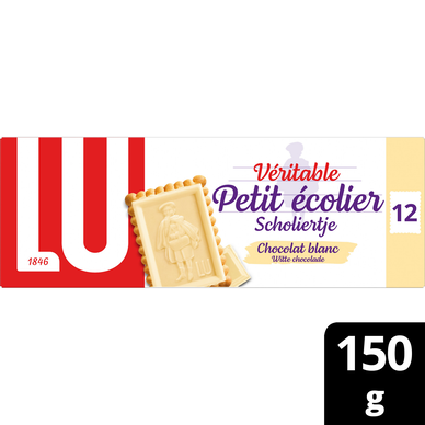 Biscuits petit beurre chocolat blanc Petit Ecolier LU, paquet de 150g