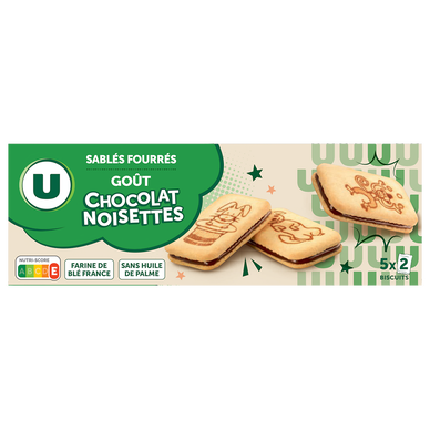 Sablés fourrés parfum chocolat noisettes, 125g