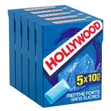 Chewing-gums powerfresh menthe forte sans sucres HOLLYWOOD, 5x10dragées, 70g