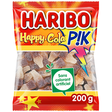 Confiserie happy cola pik HARIBO, sachet de 200g