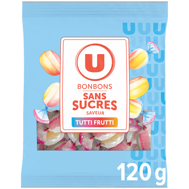 Bonbons Tutti frutti sans sucres à l'extrait de stévia 120g