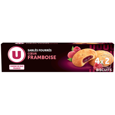 Biscuits Sablés fourrés coeur framboise, 100g