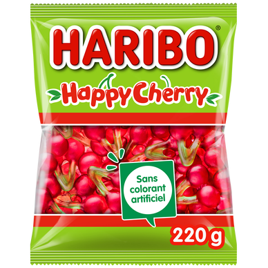 Bonbon happy cherry HARIBO, sachet 220g