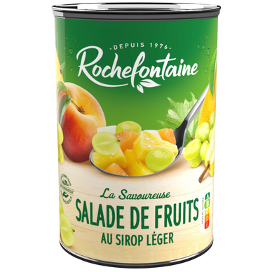 Cocktail de fruits au sirop ROCHEFONTAINE, boîte 1/2, 250g