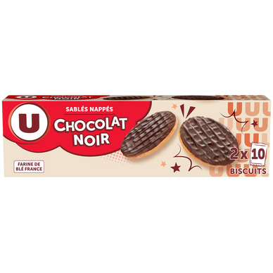 Biscuits Sablés nappés au chocolat noir, étui 200g
