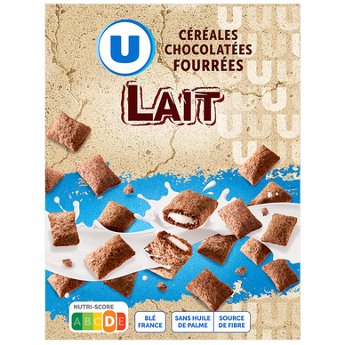 Céréales chocolatées fourrées au lait - paquet de 375g