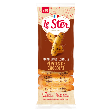Madeleines longues pepites chocolat LE STER x20 - 250g