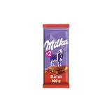 Chocolat au lait et éclats Daim MILKA, tablette 2x100g