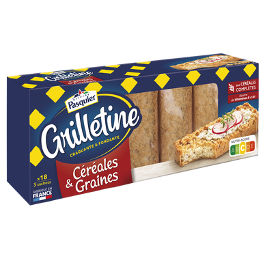 Tartines de pain grillées Céréales et graines Grilletine PASQUIER - Paquet de  255g