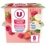 Dessert fruitier de pommes, fraises et pommes, framboises sans sucresajoutés 8 pots de 100g