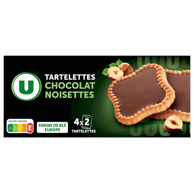 Tartelettes carrées parfum chocolat noisette  paquet de 127g
