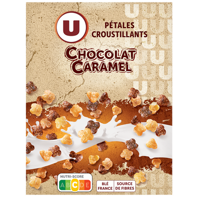 Céréales Pétales croustillantes chocolat caramel  paquet de 375g